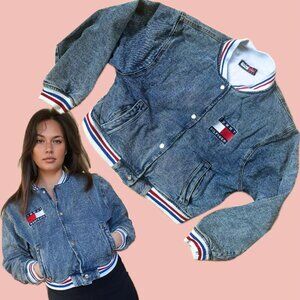Vintage Tommy Hilfiger Lined Cropped Bomber Denim